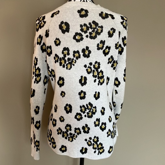 Cabi animal print cardigan in cream with black and green. - Picture 4 of 12